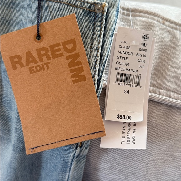 NWT Pacsun Rare Edit Denim Low Rise Baggy Jeans 24 Rhinestone Bows - Picture 10 of 15